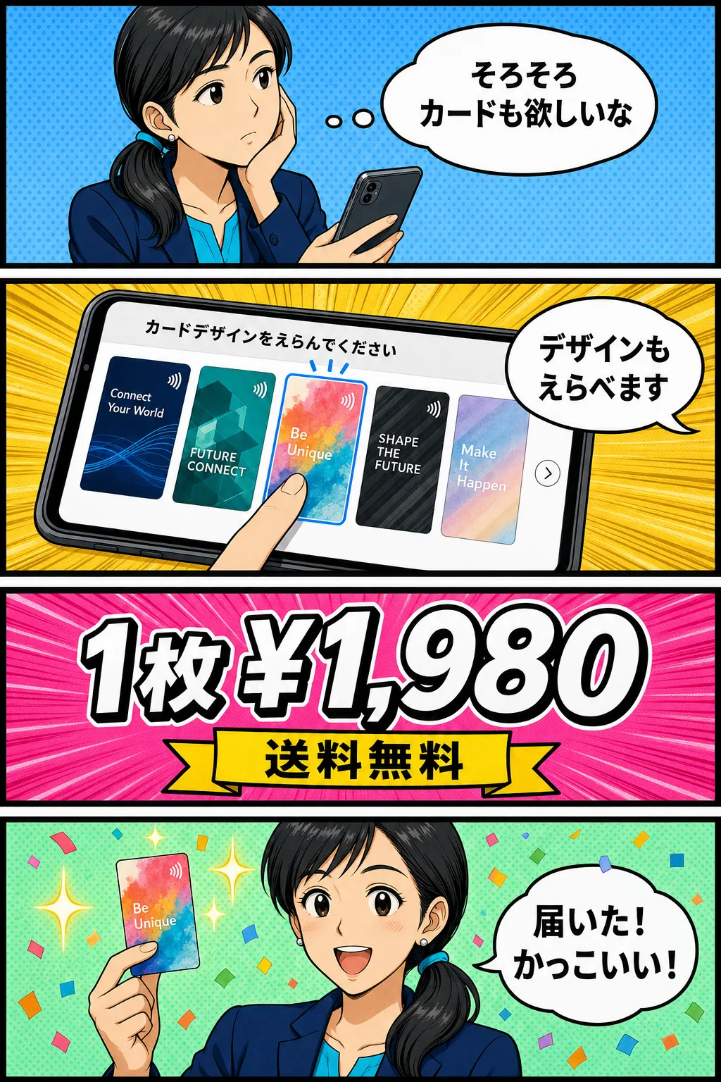 NFCカードは1枚1980円から送料無料で注文できる